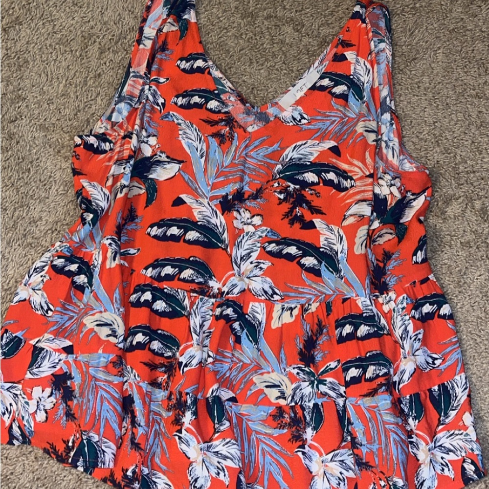 LOFT Tropical Floral Tank Top - Red and Blue